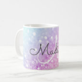 Glam Iridescent Glitzer Personalisiert farbig Kaffeetasse (Vorderseite Links)
