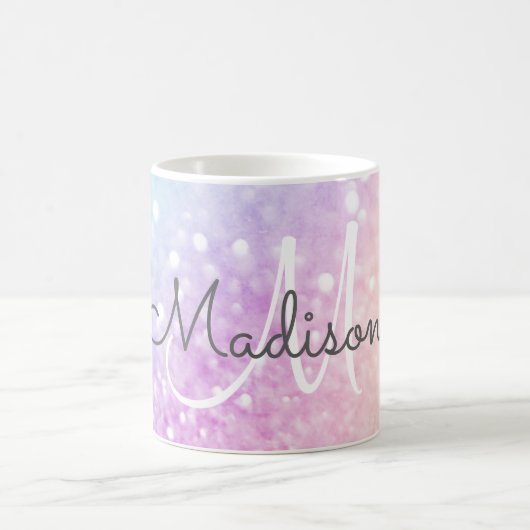 Glam Iridescent Glitzer Personalisiert farbig Kaffeetasse (Mittel)