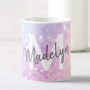 Glam Iridescent Glitzer Personalisiert farbig Kaffeetasse