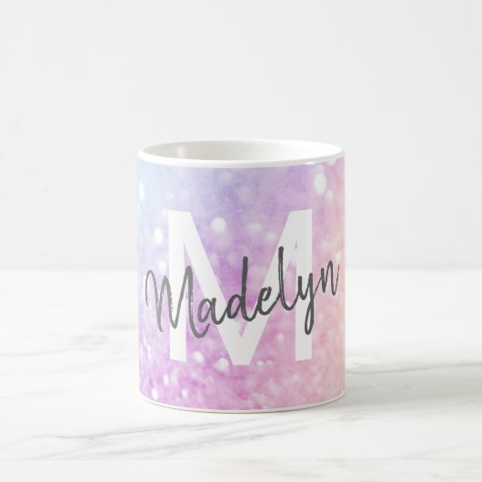 Glam Iridescent Glitzer Personalisiert farbig Kaffeetasse (Mittel)