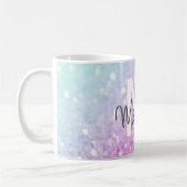 Glam Iridescent Glitzer Personalisiert farbig Kaffeetasse (Links)