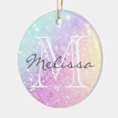Glam Iridescent Glitzer Personalisiert farbig Keramik Ornament (Links)