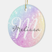 Glam Iridescent Glitzer Personalisiert farbig Keramik Ornament (Links)