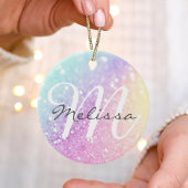 Glam Iridescent Glitzer Personalisiert farbig Keramik Ornament
