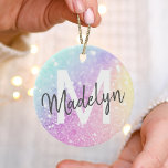 Glam Iridescent Glitzer Personalisiert farbig Keramik Ornament<br><div class="desc">Dieses farbenfrohe,  bunt gestylte Glitzer-Muster lässt sich einfach mit Ihrem individuelle Name und/oder Monogramm personalisieren.</div>