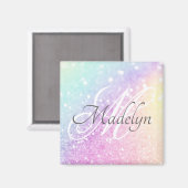 Glam Iridescent Glitzer Personalisiert farbig Magnet (Vorderseite/Rückseite)