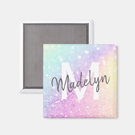 Glam Iridescent Glitzer Personalisiert farbig Magnet (Vorderseite/Rückseite)