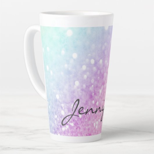 Glam Iridescent Glitzer Personalisiert farbig Milchtasse (Linke Ecke)