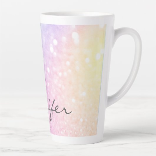 Glam Iridescent Glitzer Personalisiert farbig Milchtasse (Rechts)