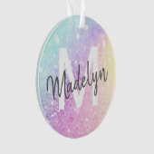 Glam Iridescent Glitzer Personalisiert farbig Ornament (Vorderseite)