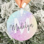 Glam Iridescent Glitzer Personalisiert farbig Ornament<br><div class="desc">Dieses farbenfrohe,  bunt gestylte Glitzer-Muster lässt sich einfach mit Ihrem individuelle Name und/oder Monogramm personalisieren.</div>