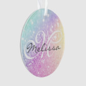 Glam Iridescent Glitzer Personalisiert farbig Ornament (Vorderseite)