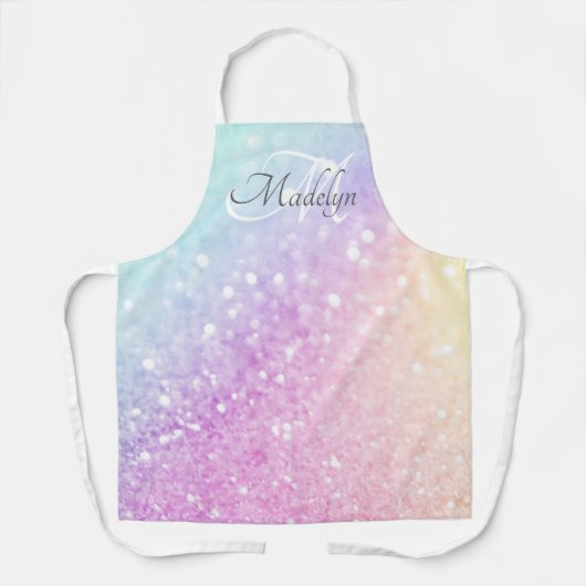Glam Iridescent Glitzer Personalisiert farbig Schürze (Vorderseite)