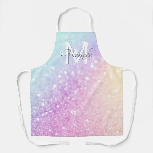 Glam Iridescent Glitzer Personalisiert farbig Schürze (Vorderseite)