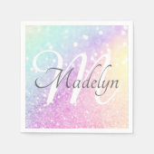 Glam Iridescent Glitzer Personalisiert farbig Serviette (Vorderseite)