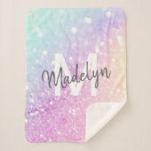 Glam Iridescent Glitzer Personalisiert farbig Sherpadecke (Vorderseite)