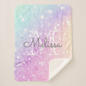 Glam Iridescent Glitzer Personalisiert farbig Sherpadecke (Vorderseite)