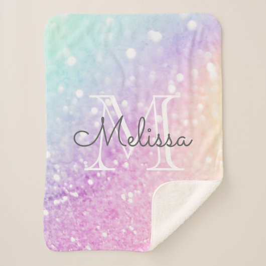 Glam Iridescent Glitzer Personalisiert farbig Sherpadecke (Vorderseite)