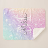 Glam Iridescent Glitzer Personalisiert farbig Sherpadecke (Vorderseite (Horizontal))