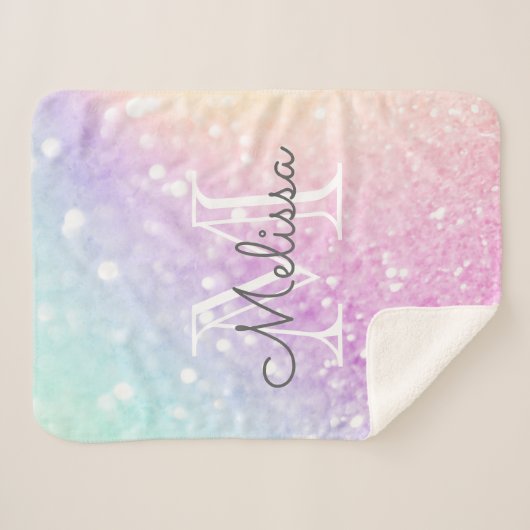 Glam Iridescent Glitzer Personalisiert farbig Sherpadecke (Vorderseite (Horizontal))