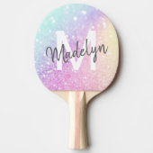 Glam Iridescent Glitzer Personalisiert farbig Tischtennis Schläger (Vorderseite)
