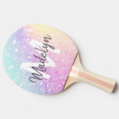 Glam Iridescent Glitzer Personalisiert farbig Tischtennis Schläger (Seitenansicht)
