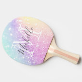 Glam Iridescent Glitzer Personalisiert farbig Tischtennis Schläger (Seitenansicht)