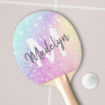 Glam Iridescent Glitzer Personalisiert farbig Tischtennis Schläger<br><div class="desc">Dieses farbenfrohe Glitzer-Muster aus beigefarbenen Imitaten lässt sich einfach mit Ihrem individuelle Name und/oder Monogramm personalisieren.</div>