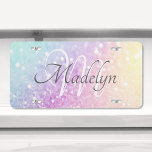 Glam Iridescent Glitzer Personalisiert farbig US Nummernschild<br><div class="desc">Dieses farbenfrohe,  bunt gestylte Glitzer-Muster lässt sich einfach mit Ihrem individuelle Name und/oder Monogramm personalisieren.</div>