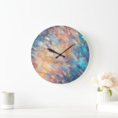 Glam Iridescent Opal Gemstone Elements Große Wanduhr (Zuhause)