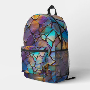 Glam Iridescent Opal Gemstone Hartglas Bedruckter Rucksack