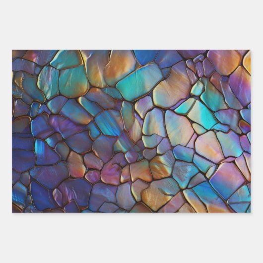 Glam Iridescent Opal Gemstone Hartglas Geschenkpapier Set (Vorderseite 3)