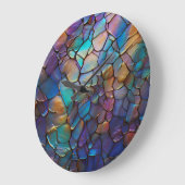 Glam Iridescent Opal Gemstone Hartglas Große Wanduhr (Winkel)