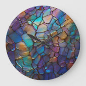 Glam Iridescent Opal Gemstone Hartglas Große Wanduhr (Vorderseite)