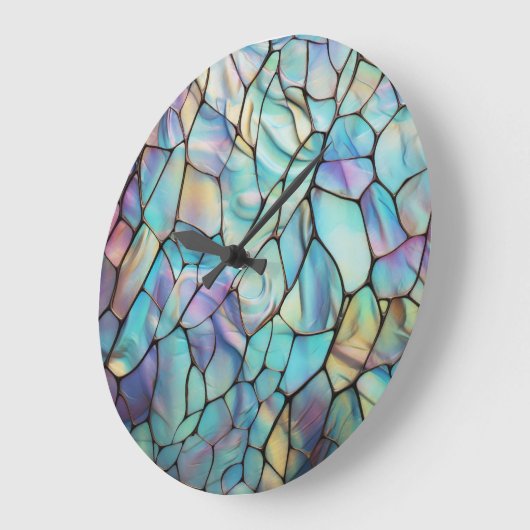 Glam Iridescent Opal Gemstone Hartglas Große Wanduhr (Winkel)