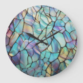 Glam Iridescent Opal Gemstone Hartglas Große Wanduhr (Vorderseite)