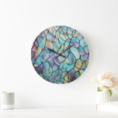 Glam Iridescent Opal Gemstone Hartglas Große Wanduhr (Zuhause)
