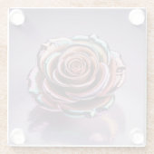 Glam Iridescent Rose Gold Glass Untersetzer (Rückseite)