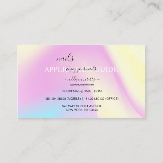 Glam Iridescent Sparkails Application Guide Visitenkarte (Rückseite)