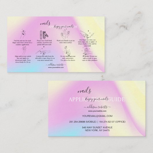 Glam Iridescent Sparkails Application Guide Visitenkarte (Vorne/Hinten)