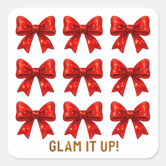 Glam It Up - Bold Bow Muster Energy ✨ Quadratischer Aufkleber (Vorderseite)