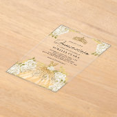 Glam Ivory Gold Dress Floral 15. Quinceañera Acryleinladungen (Ablage )