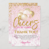 Glam jubelt bis 50 Jahre 50. Geburtstag Dankeskarte (Vorne/Hinten)