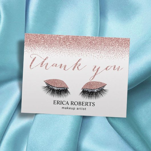 Glam Lashes Makeup Artist Rose Gold Danke Postkarte