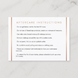 Glam Lashes Script Rose Gold Aftercare Card Visitenkarte