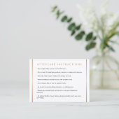 Glam Lashes Script Rose Gold Aftercare Card Visitenkarte (Stehend Vorderseite)