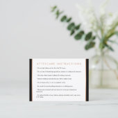 Glam Lashes Script Rose Gold/Black Aftercare Card Visitenkarte (Stehend Vorderseite)