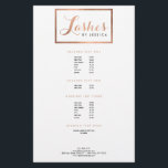 Glam Lashes Script Rose Gold Gerahmt Flyer<br><div class="desc">Koordiniert bis 1201Uhr mit der Glam Lashes Script Text Rose Gold Gerahmt Business Card Template. Ein glamouröser, kursiver Schriftart Zauber "Lashes" in Imitate Rose Gold auf diesem anpassbaren Flyer Vorlage. Fügen Sie Ihren Namen oder Firmennamen für ein personalisiertes Logo hinzu. Entwickelt für Wimpernverlängerungsexperten, Lasertechniker, Makeup-Künstler und mehr. Nutzen Sie diese...</div>
