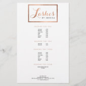 Glam Lashes Script Rose Gold Gerahmt Flyer (Vorne)