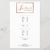 Glam Lashes Script Rose Gold Gerahmt Flyer (Vorne)